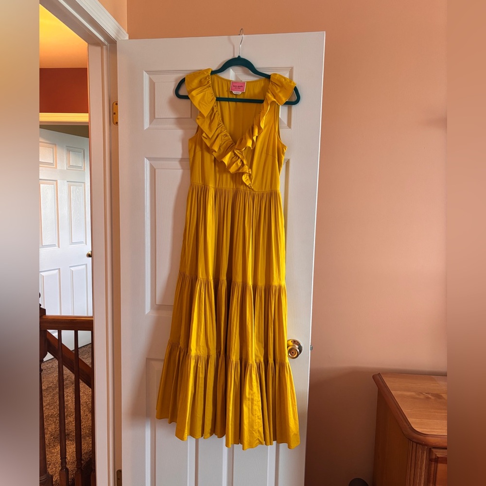 kate spade Bright Yellow Ruffle Tiered Maxi Dress